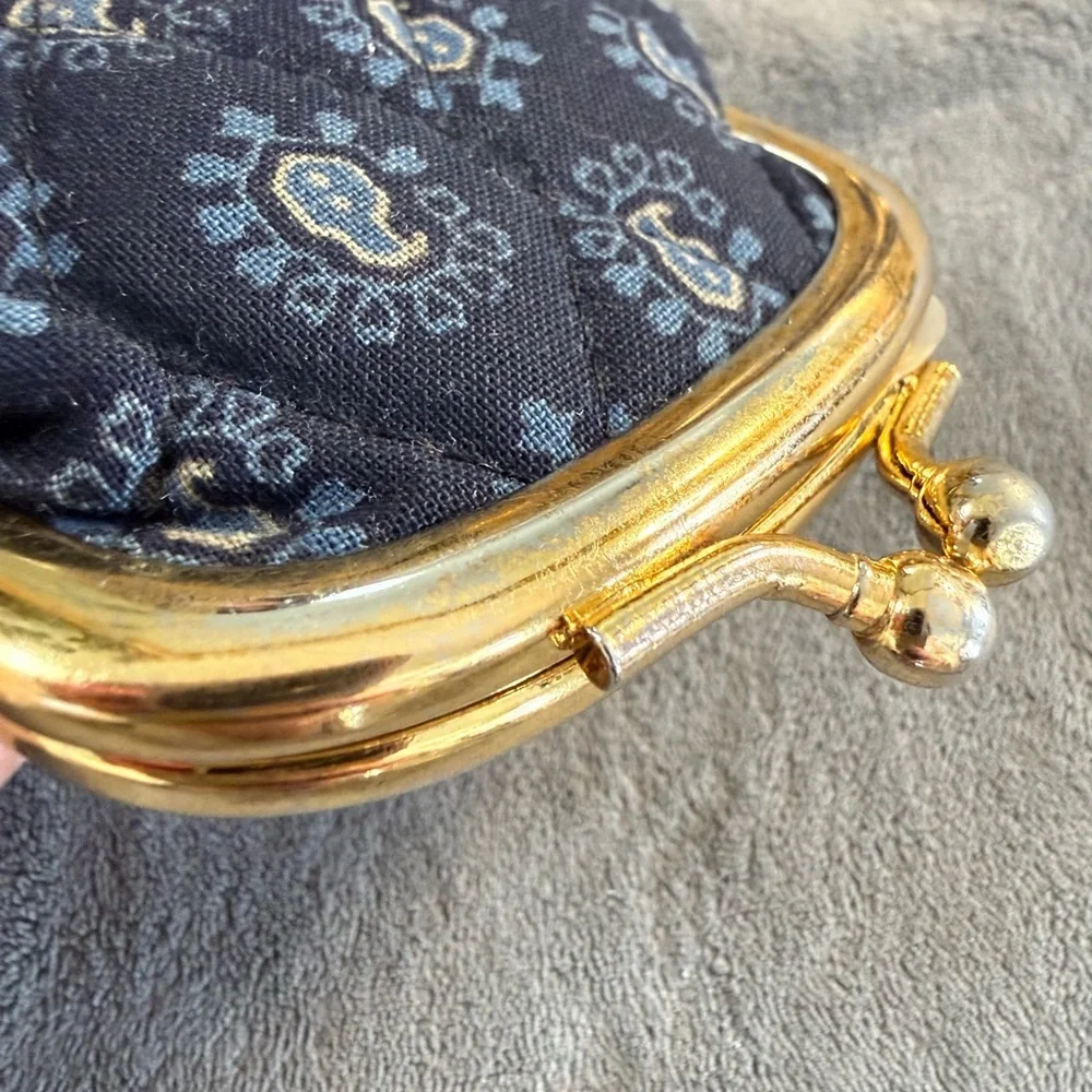 Vintage 1998 Vera Bradley “Classic Navy” Kiss Lock Coin Purse - Picture 4 of 6